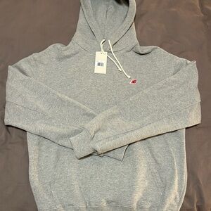 New Balance Gray Pullover Hoodie with Small Red NB Logo